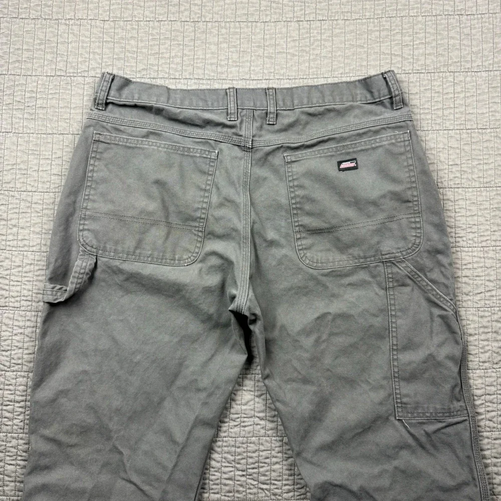 Dickies Carpenter Pants Men 36x32 Gray Canvas Workwear Utility Distressed Faded